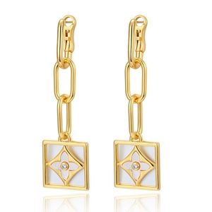 Four-leaf clover 18k vintage long earrings